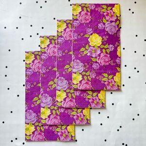 💜 Decoupage 💜 set of 4 napkins DIY Floral Purple Yellow roses